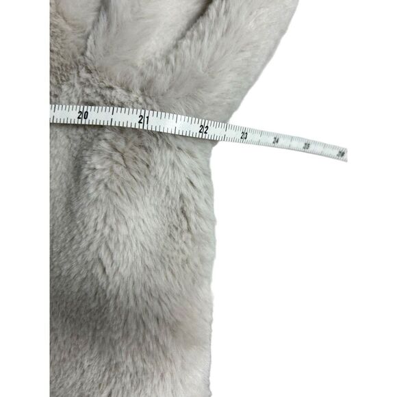 Vera Wang Size Large Ivory Faux Fur Shell Waist Length Coat Luxury Designer - Picture 12 of 13